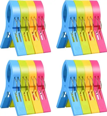 Immagine prodotto di 16 pezzi clip extra large per asciugamano da spiaggia XXL mollette per asciugamano da spiaggia clip di plastica clip di dimensioni jumbo per la spiaggia piscina lavanderia quotidiana, asciugamano da bagno pesante