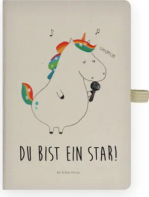 Produktbild von Mr. & Mrs. Panda Tagebuch Einhorn Sänger - Transparent - Geschenk, Disco, Geburtstag, Skizzenbuch, Sängerin, Unicorn, Einhörner, Kladde, Konfetti, Notizheft, Journal