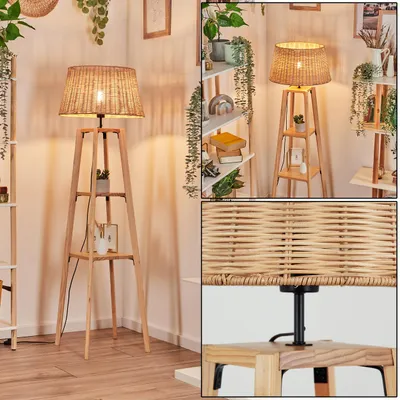Produktbild von Dello Stehlampe aus Holz/Korbgeflecht in Naturfarben