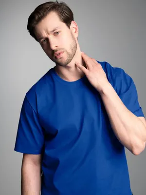Produktbild von 2 Trigema Herren T-Shirt DELUXE-Single-Jersey 100% Baumwolle Gr. L (6) Royal 37202_049