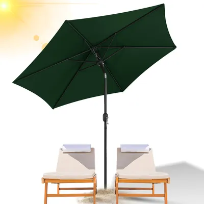 Produktbild von Clanmacy Sonnenschirm Rund,Kurbel Knickbar Eisen Balkonschirm Marktschirm,neigbar,270cm,Grün