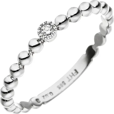 Produktbild von Ring Goldring Kugelring mit Diamant Brillant 0,02 Ct. Solitär 585 Gold Weißgold Innenumfang 52mm  Ø16.6mm