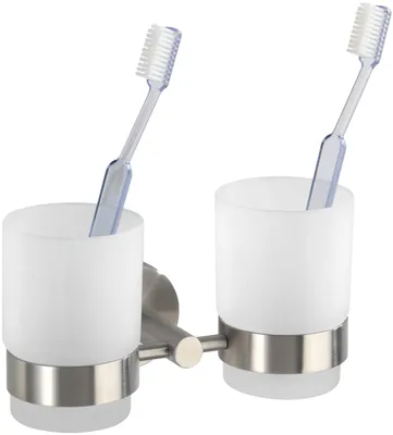 Produktbild von Zahnbürstenhalter, Doppelbecher-Zahnbürstenhalter, Zahnputzbecher (1 Stück)