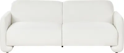 Produktbild von BELIANI 3-Sitzer Sofa aus Stoff Weiß Polyester-Polsterung Breite Rückenlehne Armlehnen Wohnzimmermöbel Retro