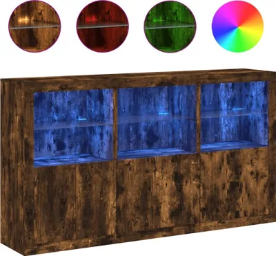 Immagine prodotto di Credenza con Luci LED Rovere Fumo 181,5x37x100 cm