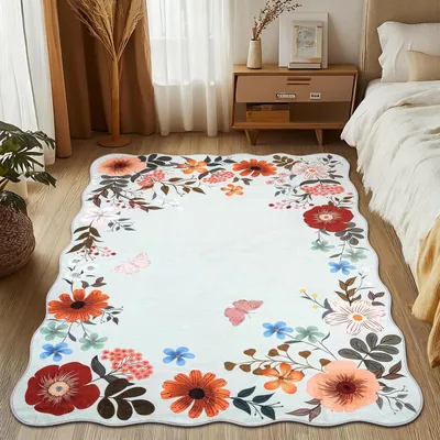 Produktbild von 121 x 182 cm Teppich - Weiches rutschfestes Blumenmuster