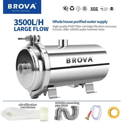 Image de Filtre à eau domestique - Système central d'ultrafiltration 0,01 µm PVDF - Débit 3 500 l/h - Acier inoxydable 304 - Montage sous évier - Sans alimentation électrique