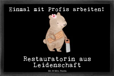 Produktbild von Mr. & Mrs. Panda Schmutzmatte Restauratorin Leidenschaft 40 x 60 cm - Schwarz - Geschenk, Bodenvorleger, Schmutzfangmatte, Fussmatte, fußmatte, Fußabtreter