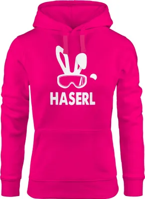 Produktbild von Kapuzen Pullover Damen Ski-Haserl Ski-Hase Après Ski Party Ski-Fahrer Snowboard-Fahrer Hoodie Frauen Moonworks® pink XL