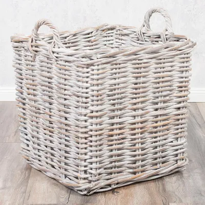 Produktbild von Rattankorb BAKUL eckig White 50x50cm mit Griffen