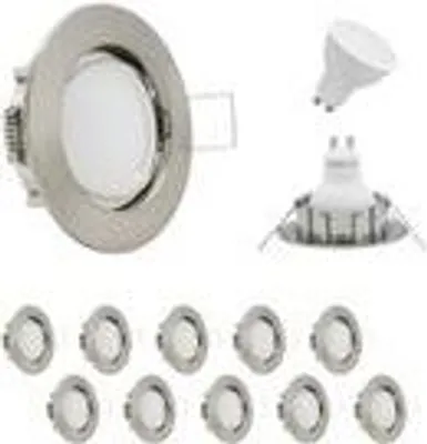 Immagine prodotto di Set da 10 faretti da incasso MILI, con lampadine LED GU10 da 7 W, luce bianco caldo 3000 K, dimmerabili