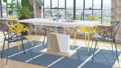 Produktbild von Grand Noir Couchtisch ausziehbar höhenverstellbar 120-180cm in Weiß matt - Sonoma Eiche modern vielseitig Wohnzimmertisch Esstisch Beistelltisch Sofatisch platzsparend hochwertig Wohnzimmer