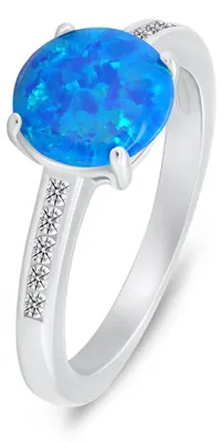 Produktbild von Charmanter Silberring mit Opal und Zirkonen RI107WB - Ring: 54 mm