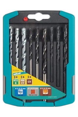 Obrázek produktu pro Wolfcraft Wolfcraft Sada 9ks kombinovaných vrtáku kámen-dřevo-kov 7117000