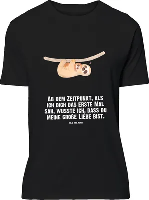 Produktbild von Mr. & Mrs. Panda Größe L T-Shirt Faultier Kind - Schwarz - Geschenk, Baby, mit Spruch, Kinder, Spaß, Mutter, Tshirt, Shirt, Liebe, Mama