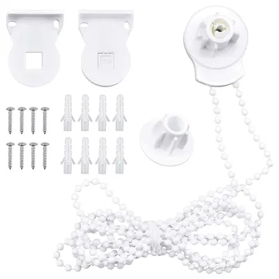 Produktbild von Rollo Halterung - Klemmfix Ersatzteil-Set mit Kettenzug und Schrauben - für 25 mm Fensterrahmen - Weiß