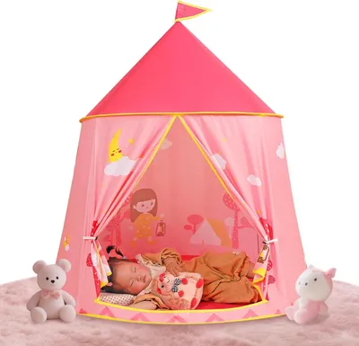Productafbeelding van Speeltent, pop-up tipi tent, roze, voor kinderkamer, 116 x 116 x 123 cm, 3-4 kinderen