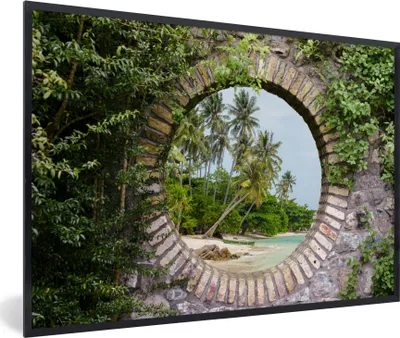 Produktbild von MuchoWow® Gerahmtes Poster Palmen - Tropisch - Durchsichtig - Strand 60x40 cm - Poster mit Schwarzem Bilderrahmen Wandposter Rahmen Foto Bilder - Printing - Wanddeko Schlafzimmer