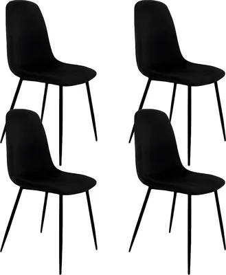 Produktbild von Lina® Napoli Esszimmerstuhl, komfortabler Sitz für Wohnzimmer und Esszimmer, Samtbezug - 4er Set - Schwarz