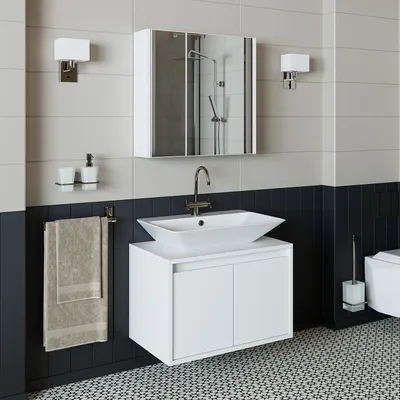Produktbild von Roomart ATLANTIC-65 Badmöbel-Set 3-teilig 65 cm breit, Weiß