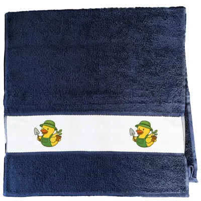 Produktbild von Huuraa Handtuch Quietscheente Gartenbau Comic Gummiente 50x100cm French Navy Baumwolle Handtuch Geschenkidee