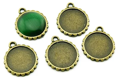 Produktbild von Vintageparts Fassung 16-mm-Cabochon Metalllegierung antik Bronze 23 x 19 mm, 4 Stück