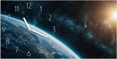 Produktbild von Wanduhr aus Glas mit Motiv Planet im Universum- 60 x 30 cm - inkl. Aufhängesystem