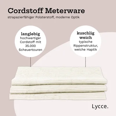 Cordstoff Meterware 1,40 m breiter Polsterstoff für Möbel Kissenbezüge DIY Zuschnitt vanille