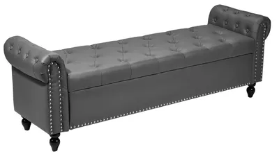 Zdjęcie produktu dla Ławka Pufowa Vevor Skórapoliuretan Z Drewnianymi Nogami Szara 460X1660X560Mm
