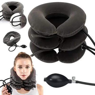Produktbild von Aufblasbarer Halskragen, Nacken Cervical Traction, Nackenstütze, Aufblasbar Cervical Zugmechanik, Verstellbares Kopf-und Nackenmassagegerät Kissen