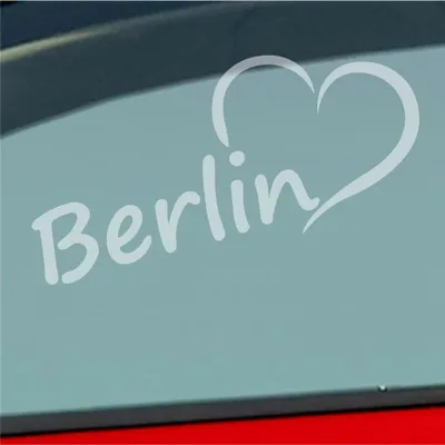 Produktbild von Auto Aufkleber Berlin Herz Stadt City Love Liebe Heart 17,5x8 cm Milchglas Sticker Heckscheibenaufkleber