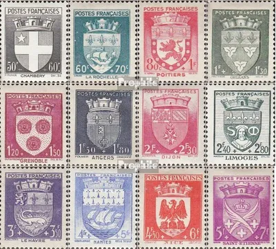 Produktbild von Briefmarken Frankreich 1942 Mi 564-575 (kompl.Ausg.) postfrisch Städtewappen
