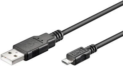 Produktbild von USB-A-auf-Micro-B-Kabel, 1,8 m, schwarz 2,5 W, 0,5 A, 480 Mbit/s, USB 2.0