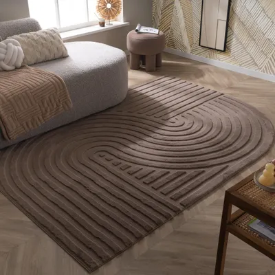 Produktbild von Volero - Teppich Organisch - Flowy Wavy Taupe - 80x150 cm - Wohnzimmer, Esszimmer - Modern, Skandinavisch, Japandi