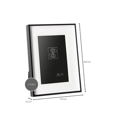 Produktbild von Fink ALEXIS, Bilderrahmen 10x15 cm, Aluminium, Glas, pulverbeschichtet, glatt, schwarz, L. 2.8 cm, B. 15.5 cm, H. 20.6 cm 153010