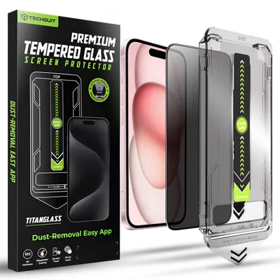 Obrázok produktu pre Techsuit - TitanGlass FullCover ochranné sklo pre iPhone 15 / iPhone 16 - privátne