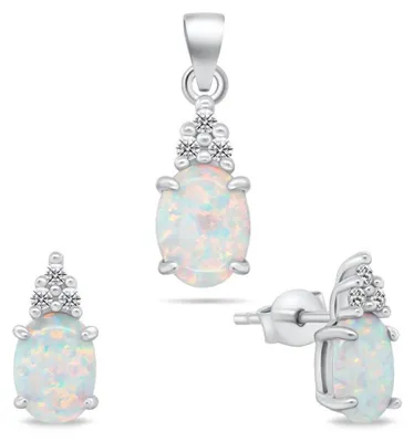 Immagine prodotto di Bellissimo set di gioielli con opali SET245W (orecchini, ciondolo)