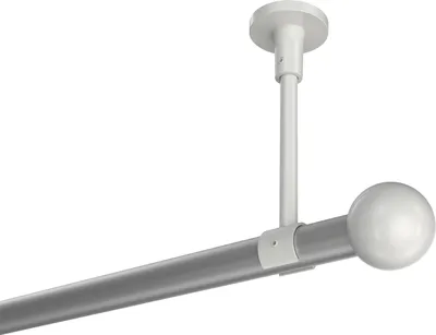 Produktbild von Interdeco Gardinenstange / Vorhangstange Silbergrau / Weiß, Typ Sonette Luino (Kugel) ohne Ringe, Deckenmontage, 20 mm Ø 1-läufig, 520 cm