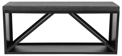 Produktbild von Ikodm Kaminholzregal mit gepolsterter Sitzbank, Brennholzständer aus Metall für Innen, Schwarz/Grau, 102 × 35 × 40 cm