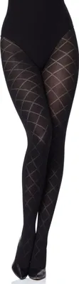 Produktbild von Merry Style Damen blickdichte Strumpfhose mit Muster MS 328 60 DEN (Schwarz, L (40-44)) .