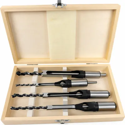Immagine prodotto di Set di 4 punte da trapano quadrate per la lavorazione del legno, set di punte per trapano per legno per falegnameria, punte per svasatura fai da te, Gebo Tools