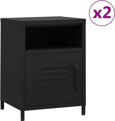 Obrázek produktu pro Noční stolky 2 ks černá 35 x 35 x 51 cm ocel