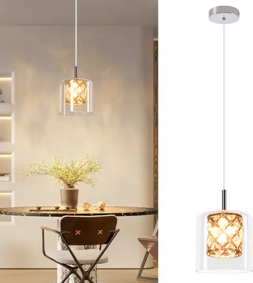 Produktbild von ZMH Hängeleuchte 1 Flammig Pendelleuchte Nachttisch Glas Hängelampe G9 Kristall Pendellampe 120CM Höhenverstellbar Esstischlampe Modern