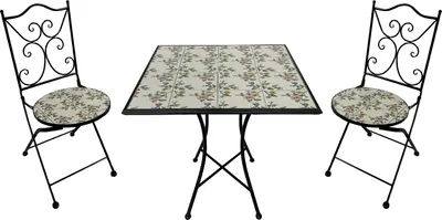 Immagine prodotto di AXI Camilla Set Bistrot da Balcone, 2 Sedie 1 Tavolo, Set Bistrò Veranda Mosaico Rosa Romantico - Set Bistro da Giardino, Tavolo Bistro per Giardino/Balcone/Terrazza