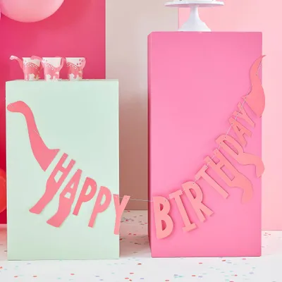 Produktbild von Pink Dino Party Geburtstags-Girlande 1,37m