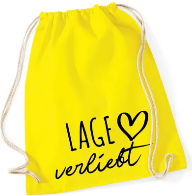 Produktbild von Huuraa Turnbeutel Lage verliebt 12 Liter Yellow Baumwolle Rucksack Geschenkidee