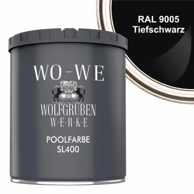 Produktbild von Schwimmbadfarbe Poolfarbe Schwimmbeckenfarbe SL400 Tiefschwarz ähnl. RAL 9005 - 750ml