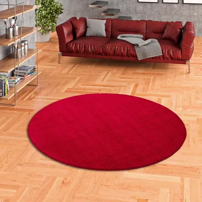 Produktbild von Hochflor Velours Teppich Luna Rot Rund, Größe:200 cm Rund