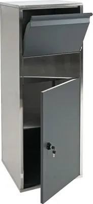 Immagine prodotto di Cassetta per pacchi HWC-G80, cassetta per pacchi Cassetta per lettere in piedi Cassetta per pacchi XL ~ acciaio inox antracite