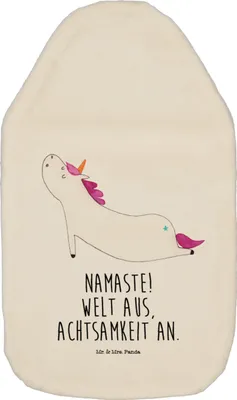 Produktbild von Mr. & Mrs. Panda Wärmekissen Einhorn Yoga - Weiß - Geschenk, wärmebeutel, Sport, Einhörner, Namaste, Wärmflaschen, Flauschige Wärmflasche, Unicorn, Yogamatte, mit Bezug